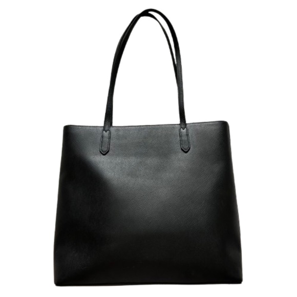 $298 Kate Spade Women's Medium Black & Gold Logo Leather Tote Bag & Bow Key Fob - Picture 5 of 16